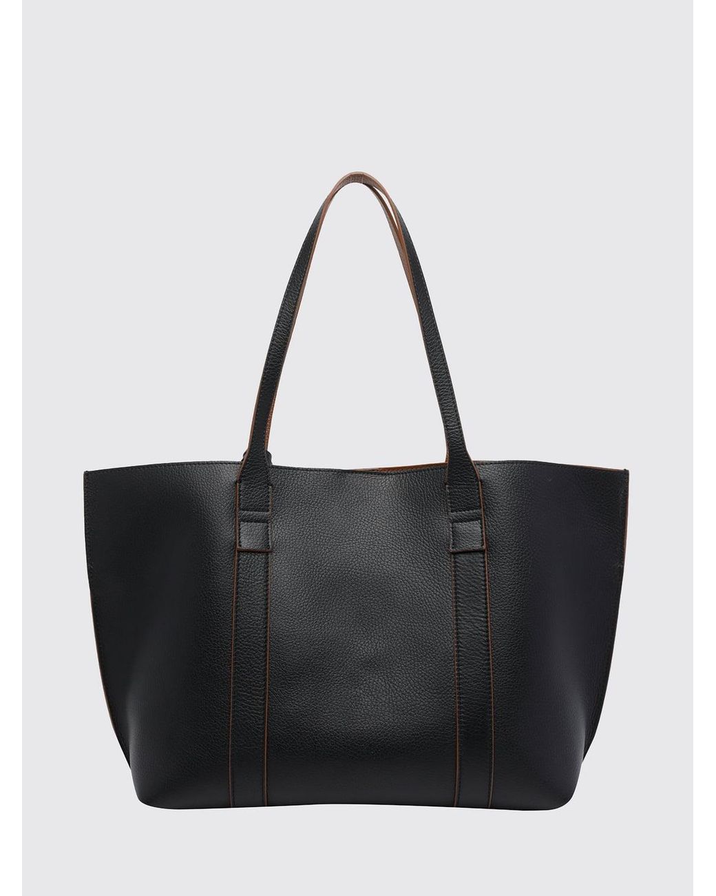 Hogan Black Script Calf Leather Tote Bag With Internal Pouch