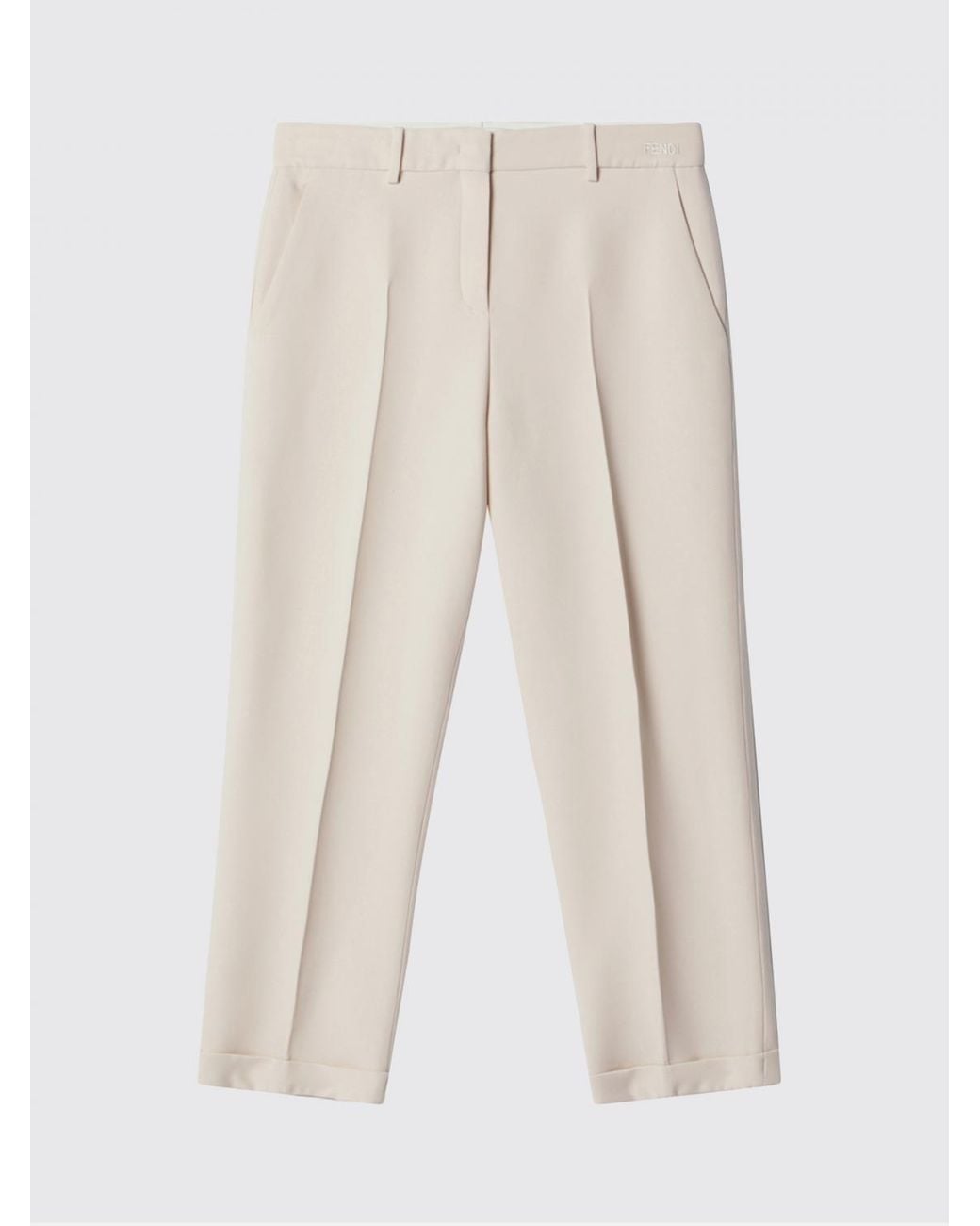 Fendi Natural Slim Fit Wool And Silk Trousers