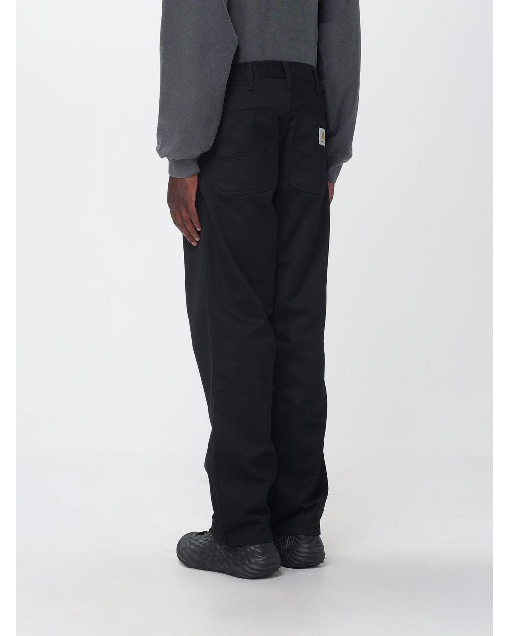 Carhartt Black Simple Wide-Leg Cotton-Blend Trousers With Rear Logo for men