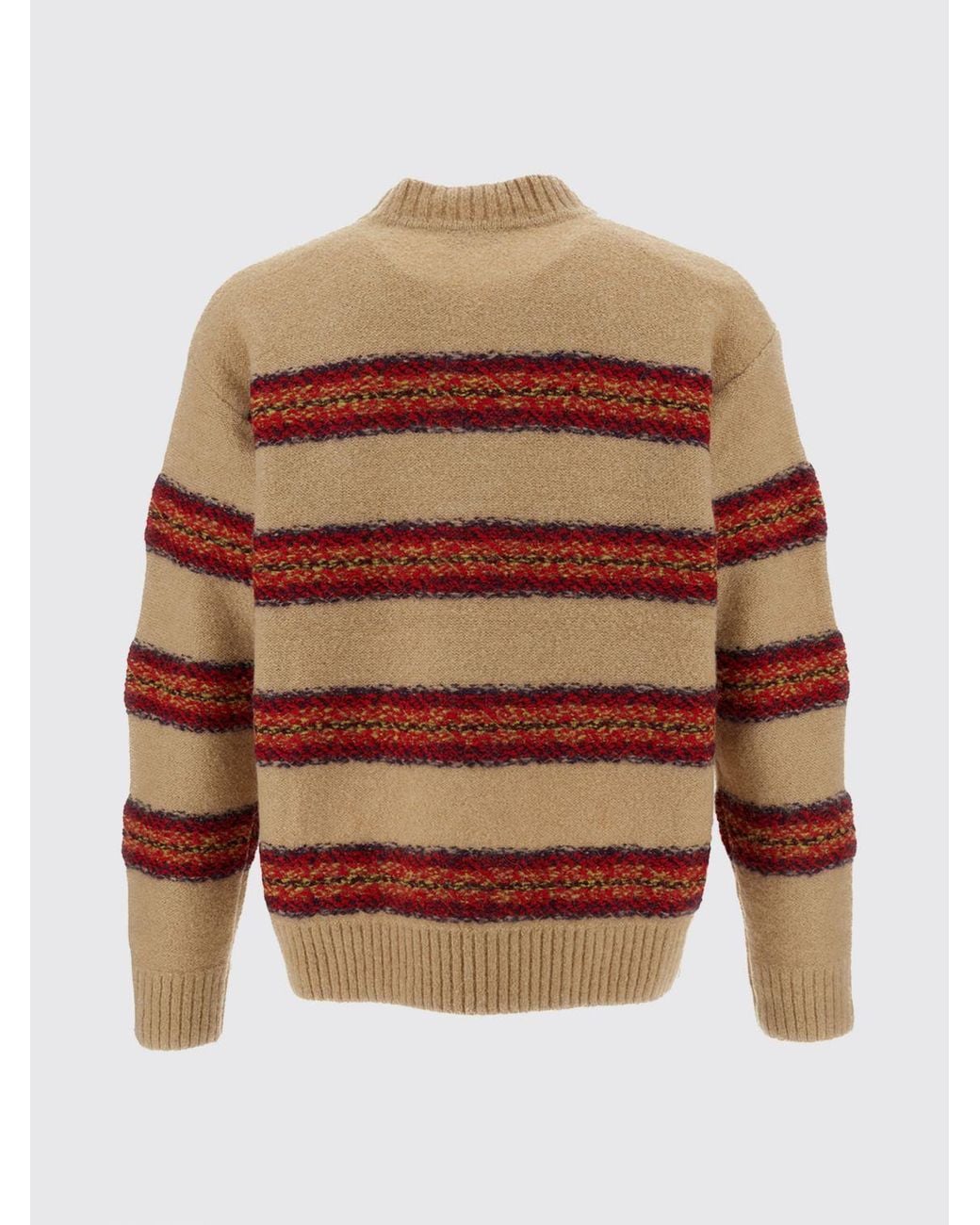 Dries Van Noten Brown Multicolour Striped Wool Crewneck Jumper for men