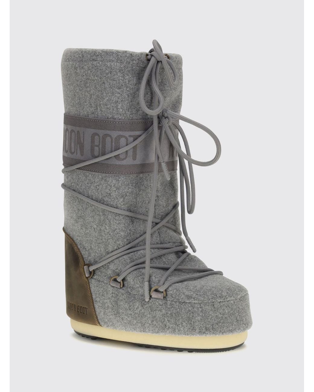 Moon Boot Gray Icon Schnee-Stiefel Aus Nubuk Und Wollfilz