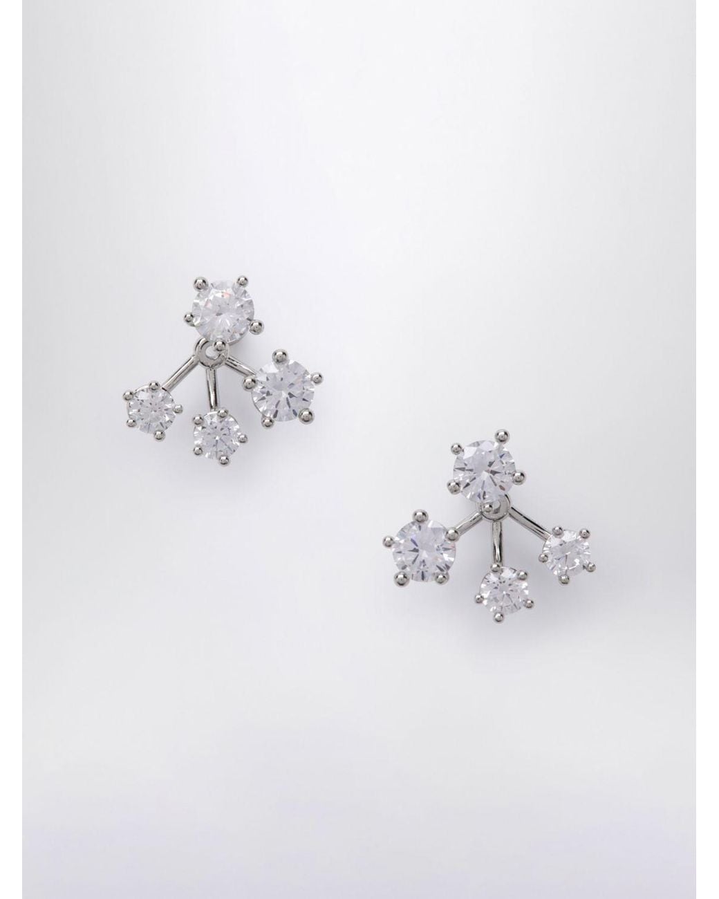 Panconesi Metallic Constellation Chrome-Plated Brass Dangle Earrings With Crystals And Engraved Logo