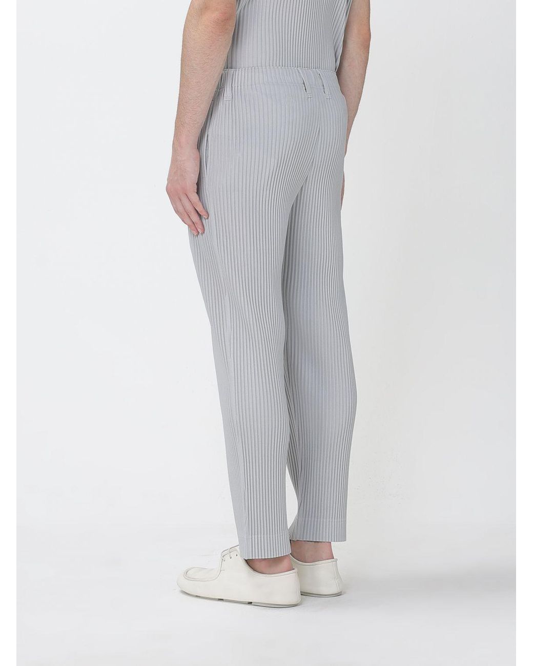 Homme Plissé Issey Miyake Gray Homme Plissé Issey Miyake Slim Fit Pleated Trousers With Concealed Fastening for men