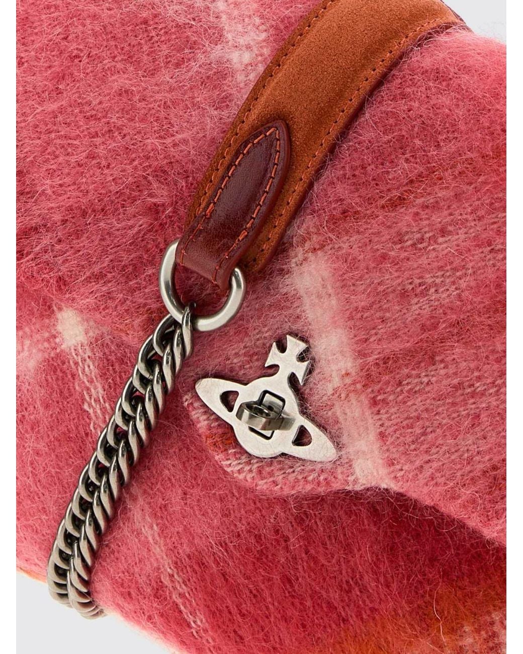 Vivienne Westwood Red Anita Check Wool And Mohair Crossbody Bag