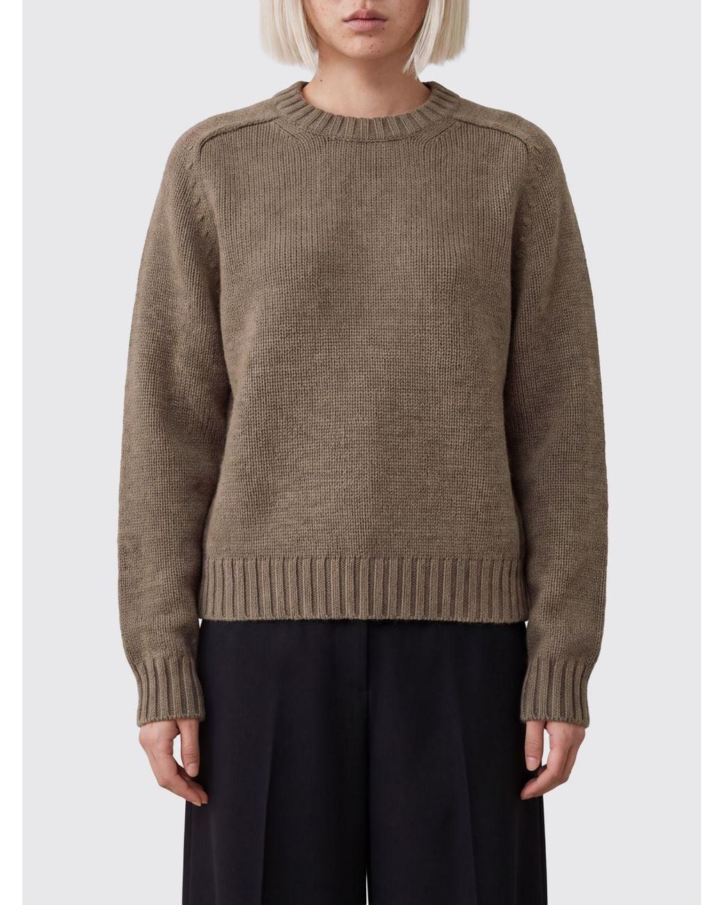 Khaite Brown Long-Sleeved Pure Cotton Crew Neck Jumper