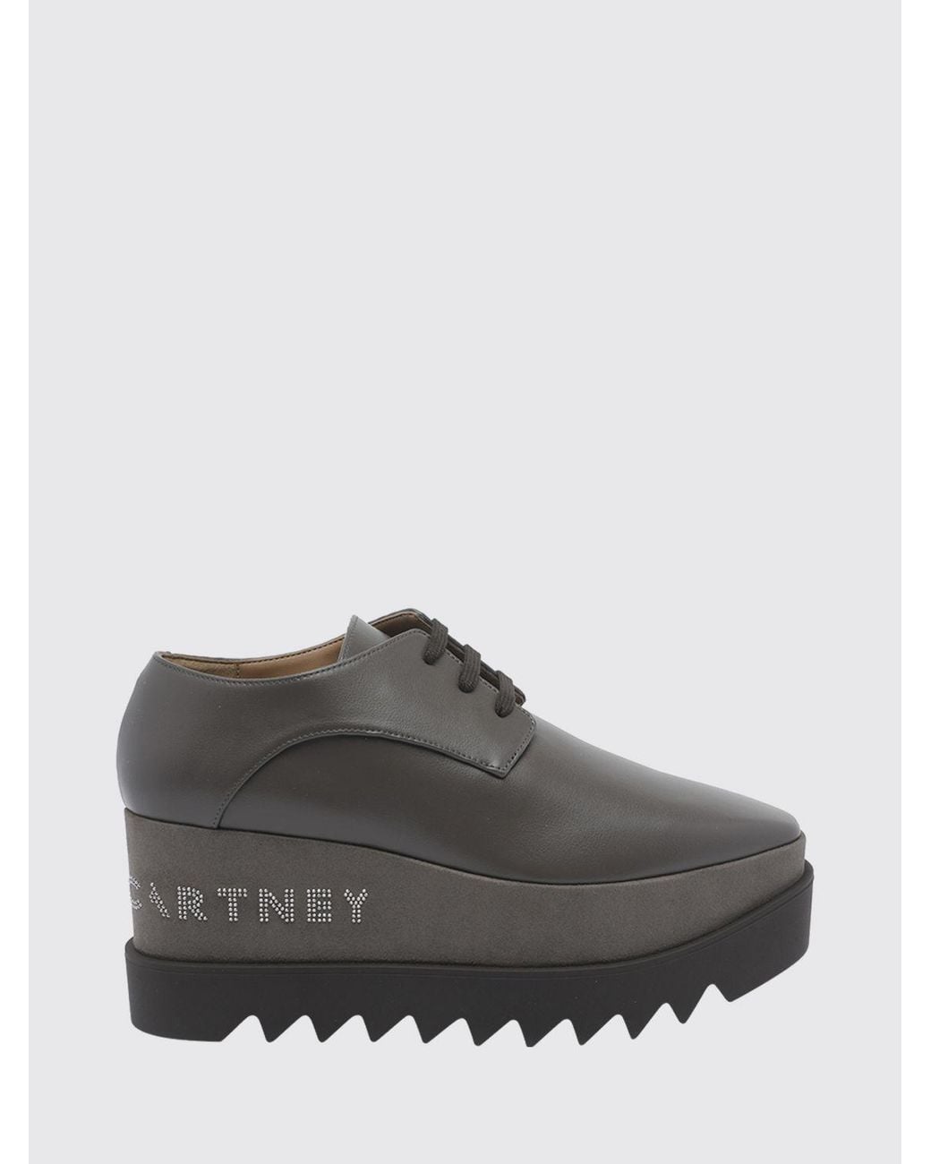 Stella McCartney Gray Elyse Vegan Leather Lace-Up Shoes With Platform Lug Sole