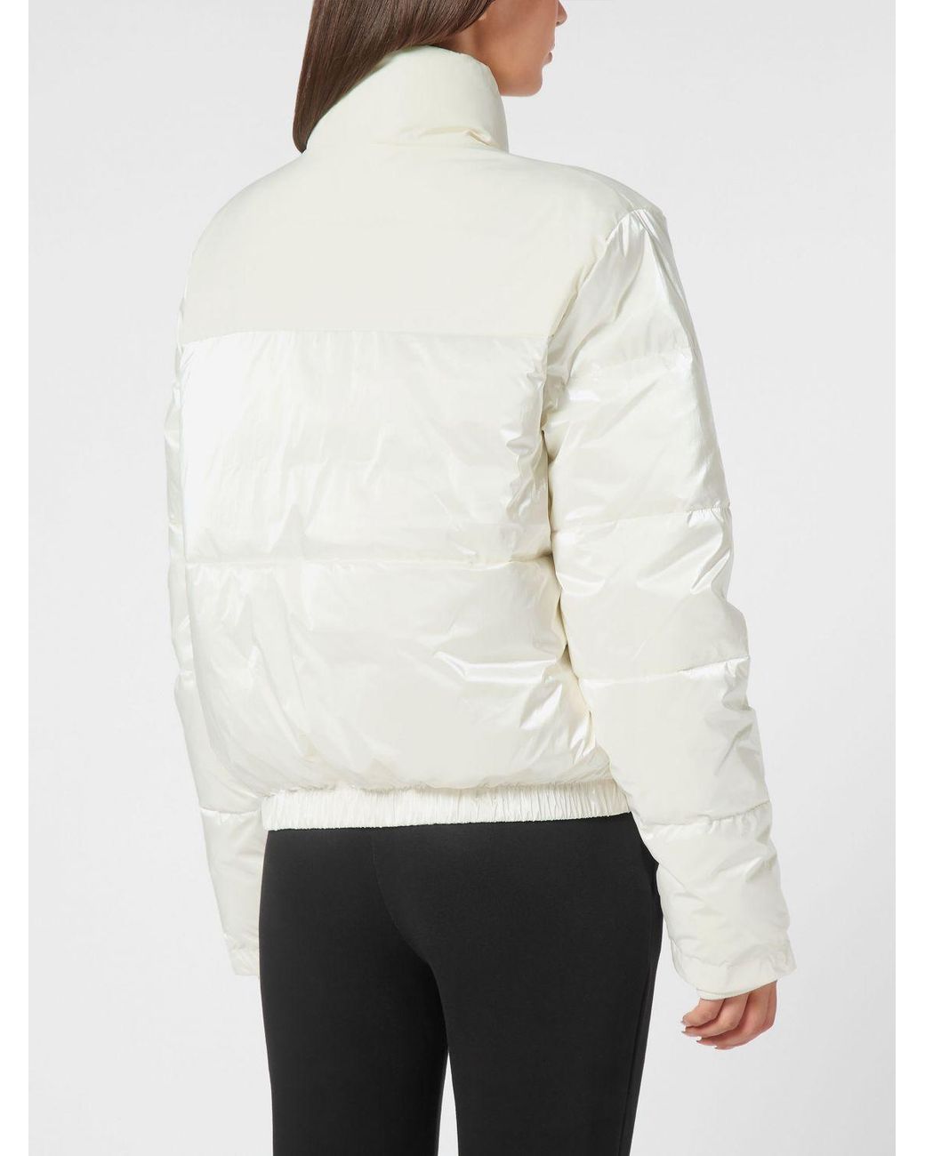 Philipp Plein White Cropped Quilted Bomber Jacket With High Neck