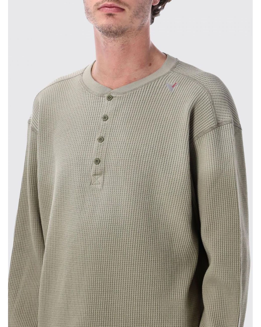 Roa Gray Cotton T-Shirt With Buttons for men
