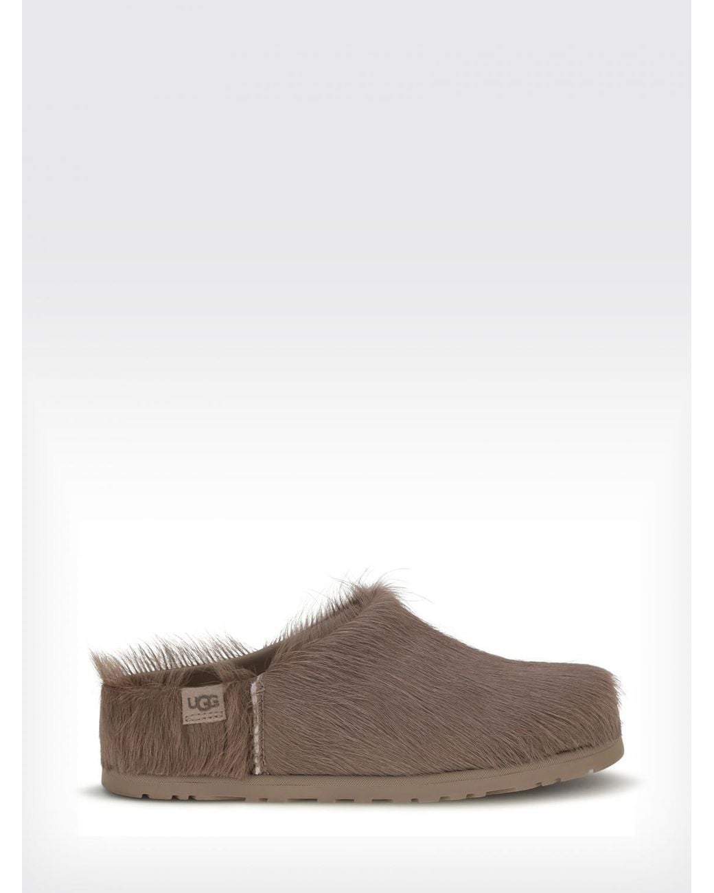 Ugg Gray Otzo Pony-Hair Mules With Round Toe And Low Heel