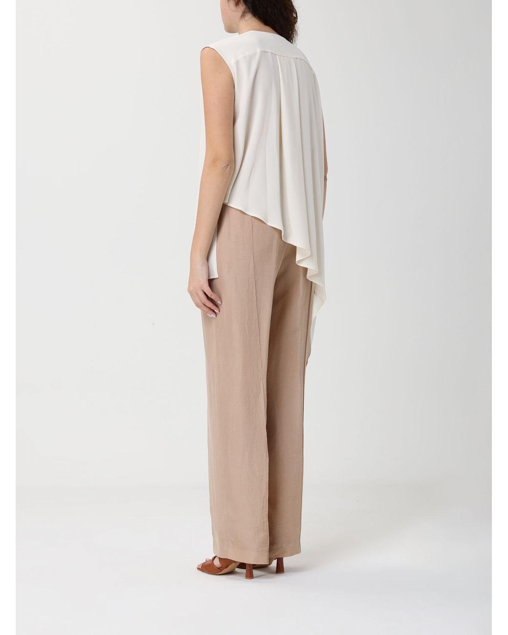 Fabiana Filippi Natural Asymmetric Crepe De Chine Blouse
