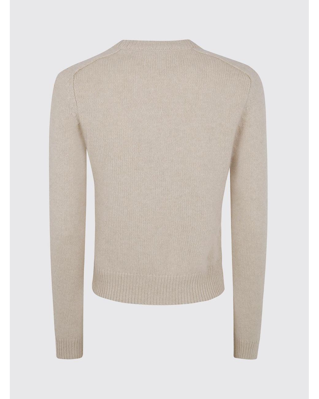 Kujten Natural 100% Cashmere Crewneck Jumper With Long Sleeves And Ribbed Trims