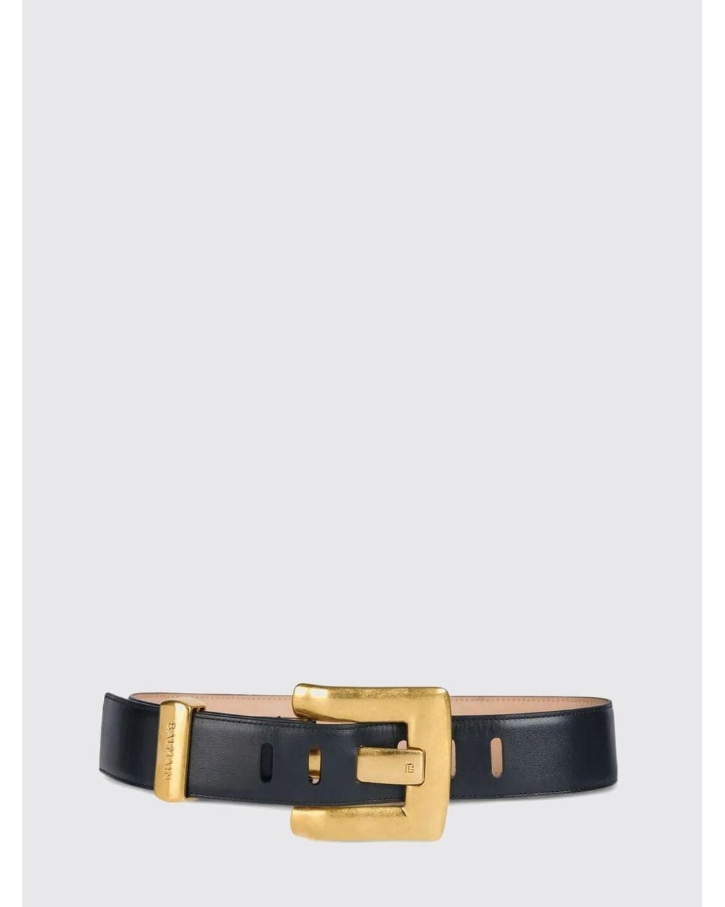 Balmain White Anthem High-Waist Smooth Calfskin Belt With Monogram Buckle