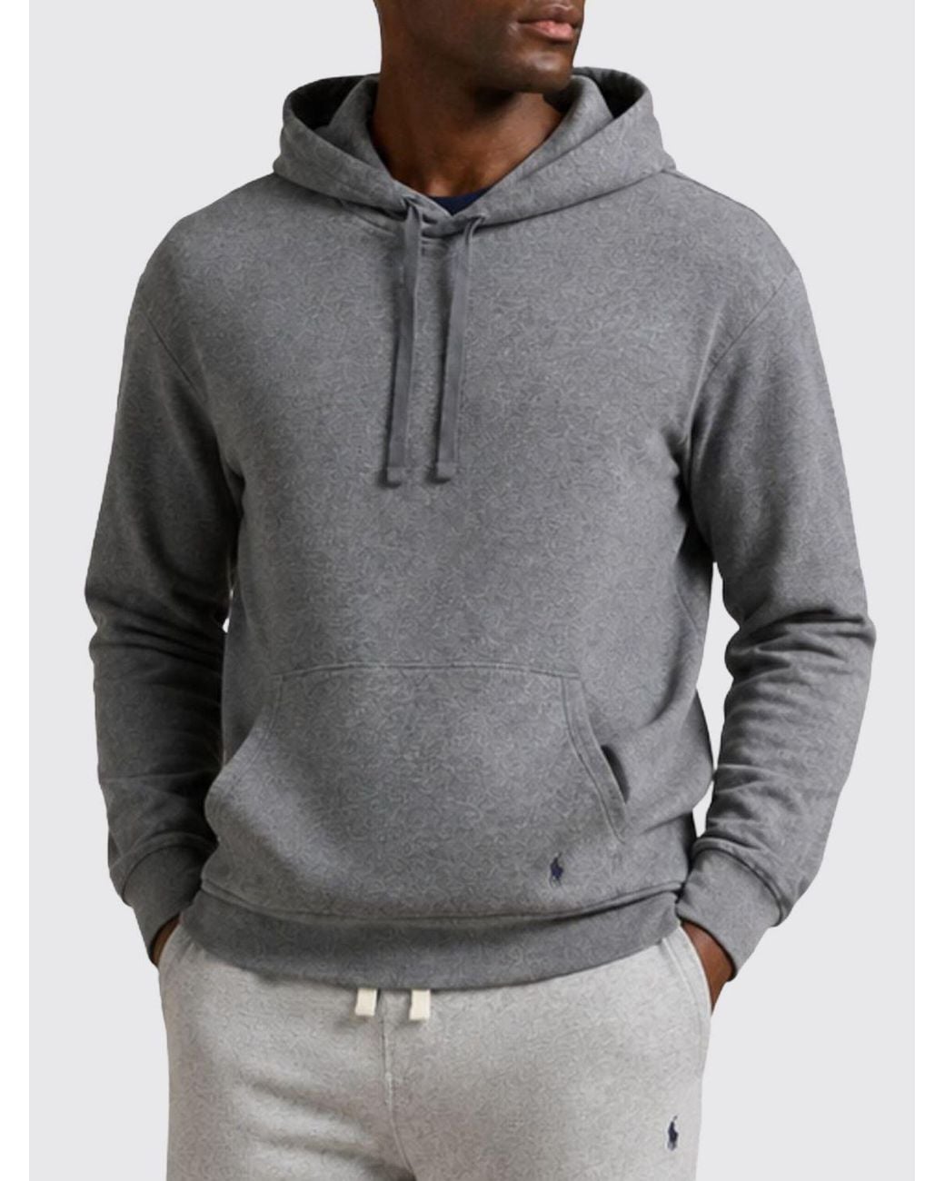 Polo Ralph Lauren Gray Cotton Hoodie With Embroidered Pony Logo for men