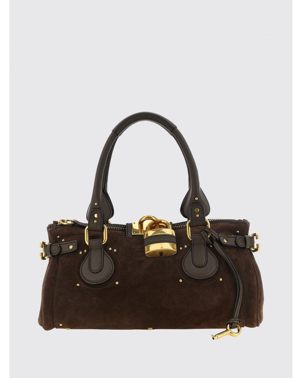 Chloé Black ChloÉ Paddington Suede Calfskin Handbag With Padlock