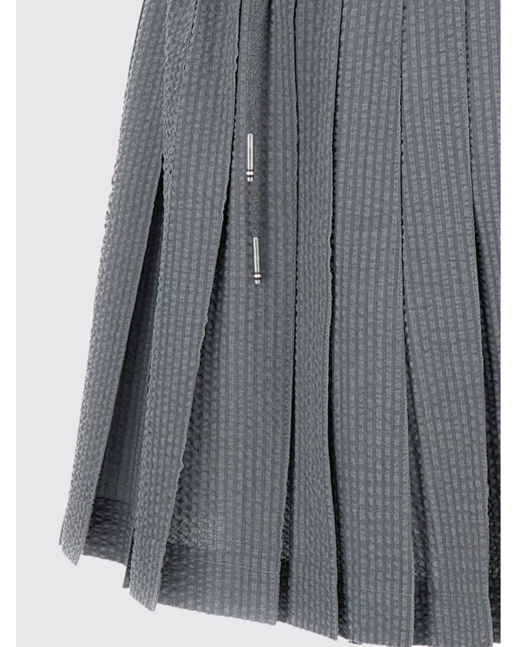Thom Browne Gray Pleated Wool Skirt
