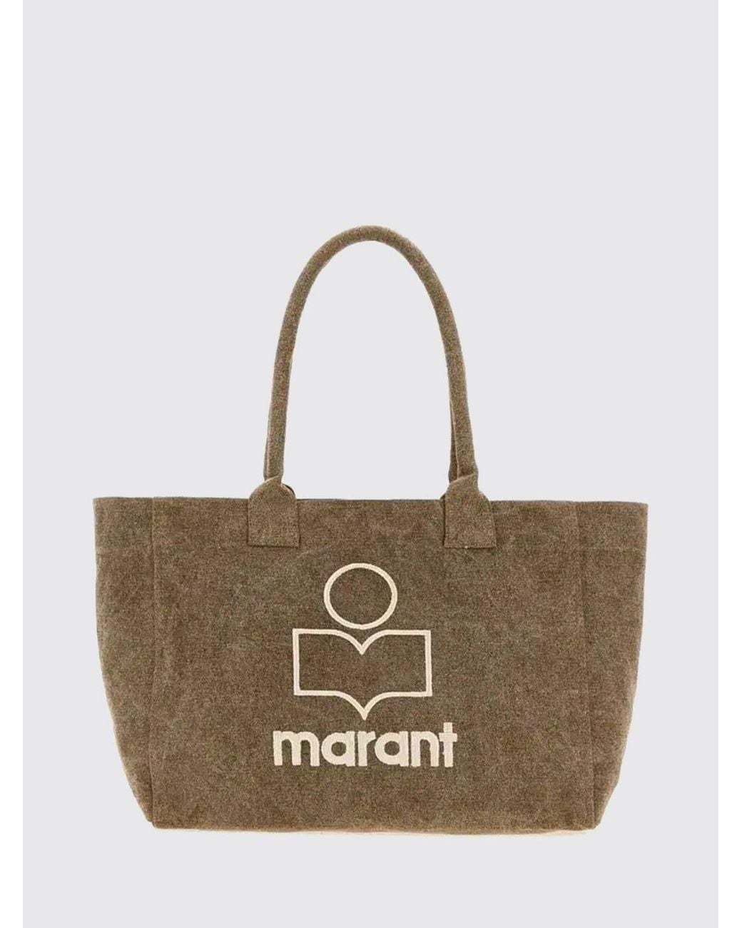 Isabel Marant Natural Yenky Cotton Tote Bag With Contrasting Front Logo