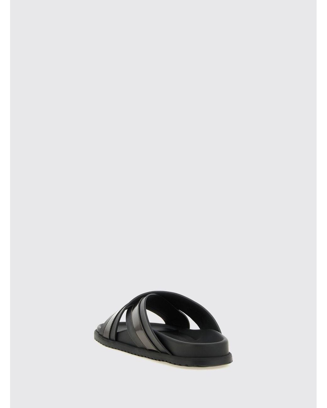 Dolce & Gabbana Black Dolce &Amp Gabbana Calfskin Leather Slide Sandals With Dg Monogram Plaque for men