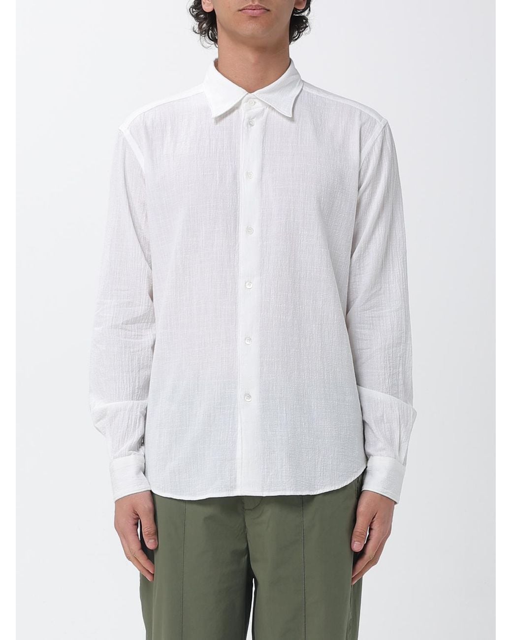 Camisa De Algodón Barena de hombre de color White