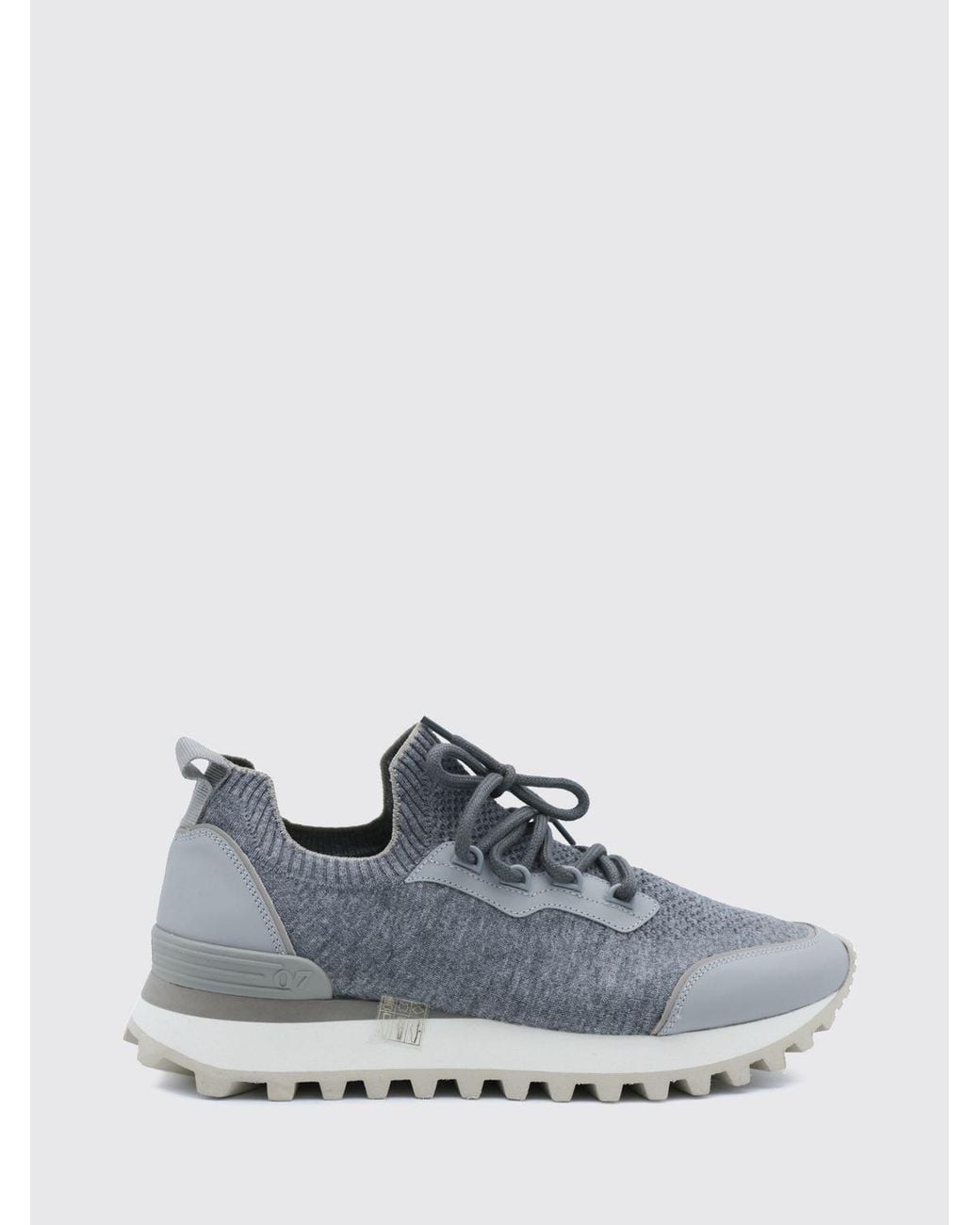 Eleventy White Low Top Wool Blend Trainers With Serrated Sole for men