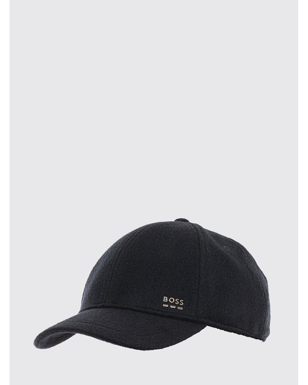 Boss Black Wool And Silk Blend Baseball Cap With Applied Logo for men
