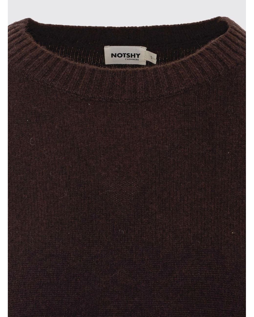 Not Shy Brown Pure Cashmere Crewneck Jumper With Applied Patch Pocket