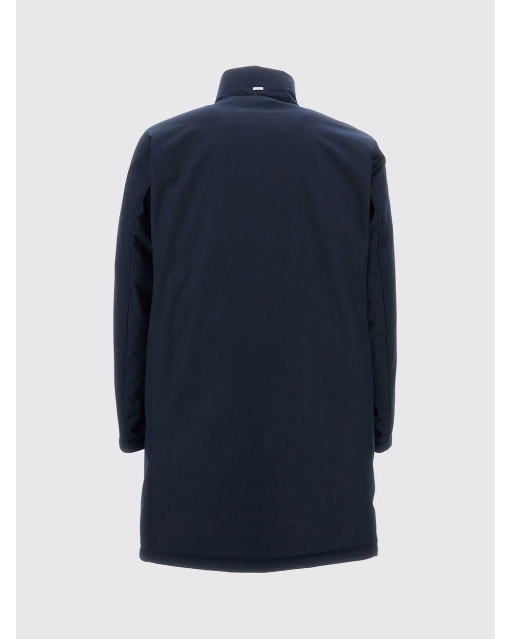 Herno Blue Double-Layer Down-Padded Single-Breasted Coat for men