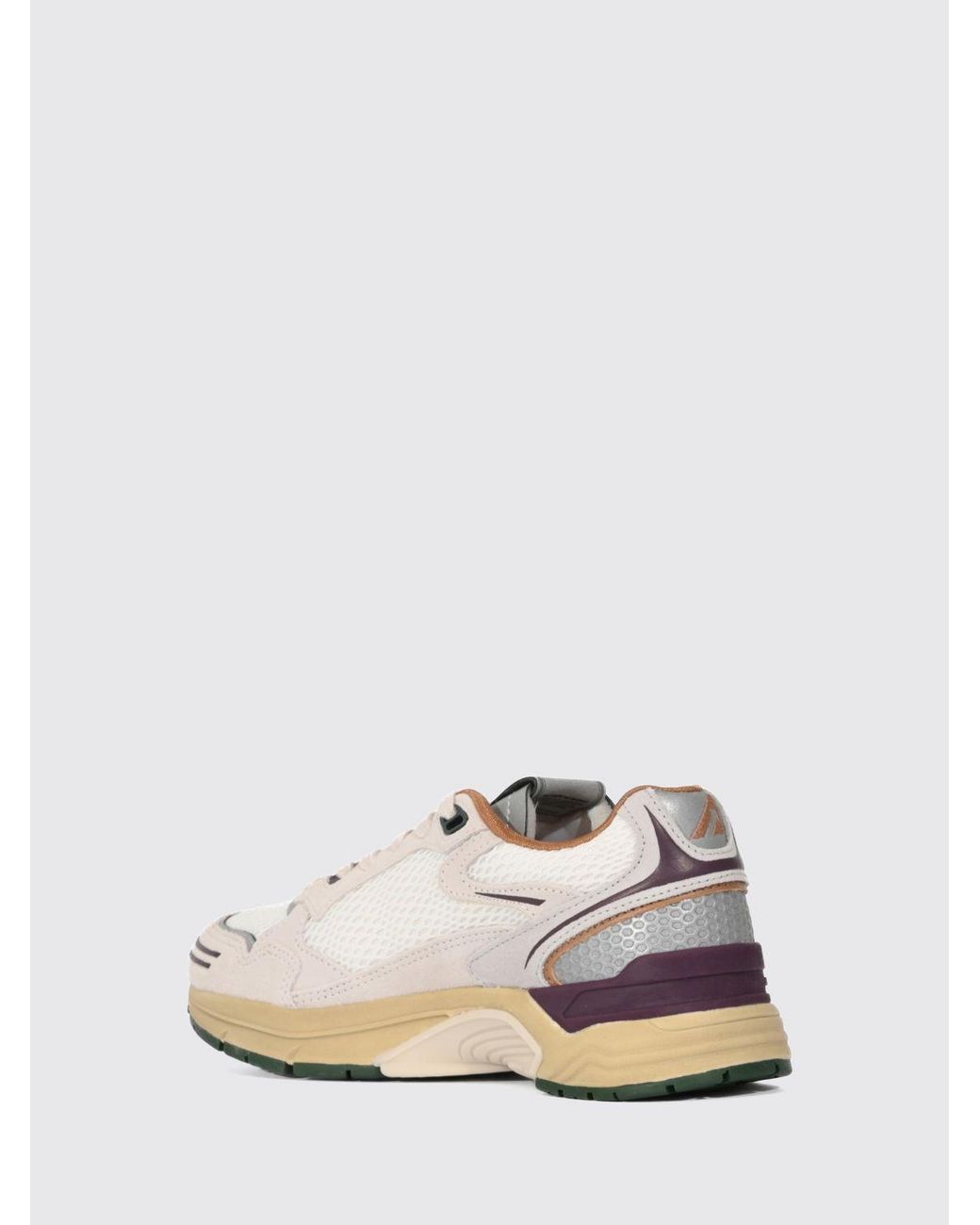 Autry White Hyperway Two-Tone Leather And Mesh Sneakers With Cut-Out Logo