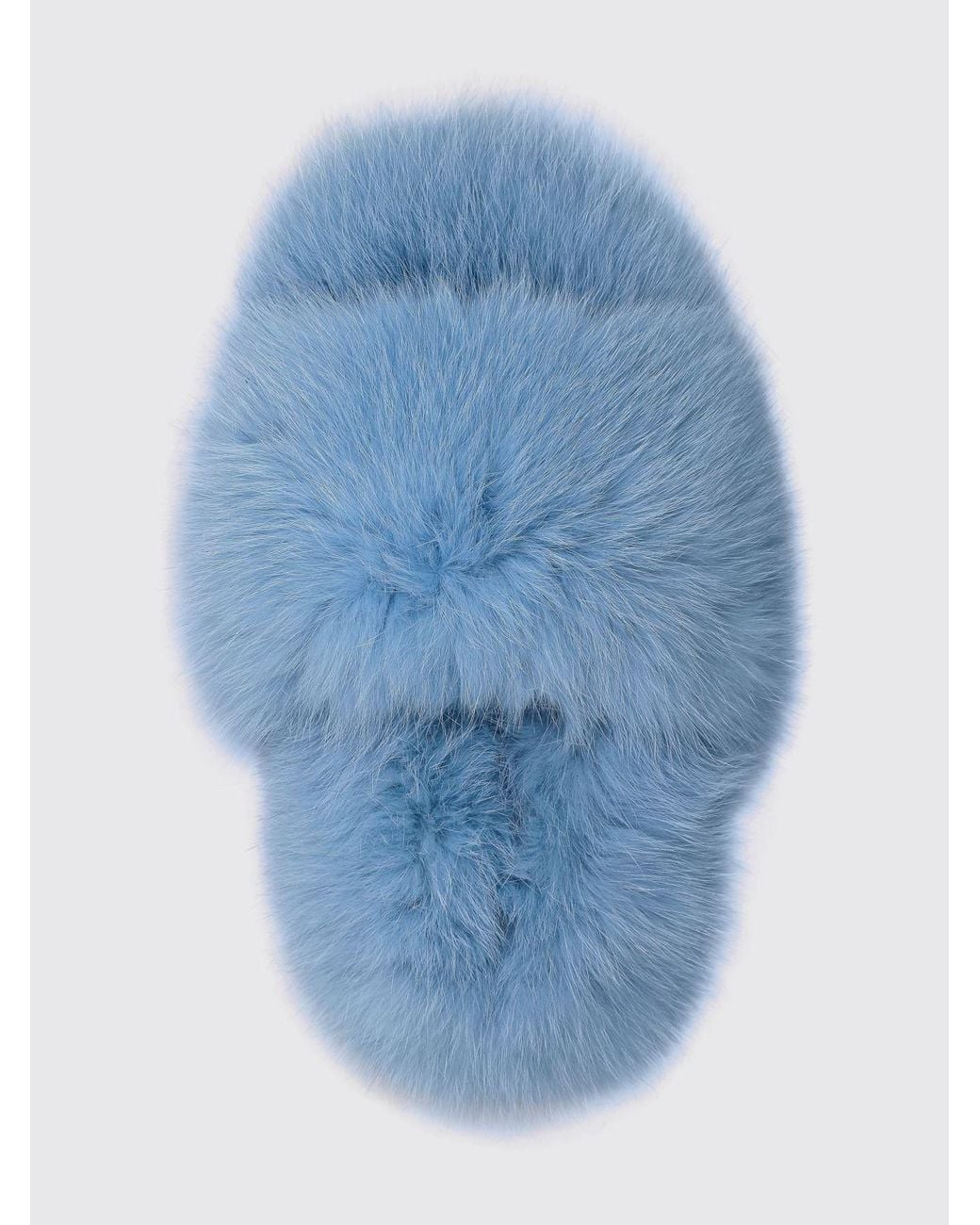 Philipp Plein Blue Solid Colour Fur Slide Sandals With A Low Heel