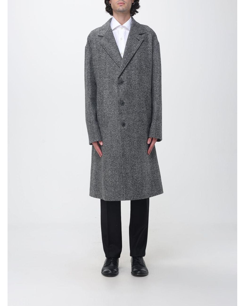 Herno Gray Single-Breasted Knee-Length Coat for men