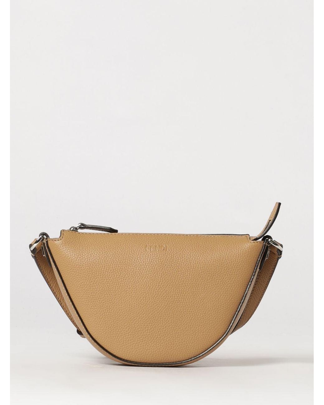 Fendi Natural Crescent-Shaped Grained Calfskin Leather Crossbody Bag for men