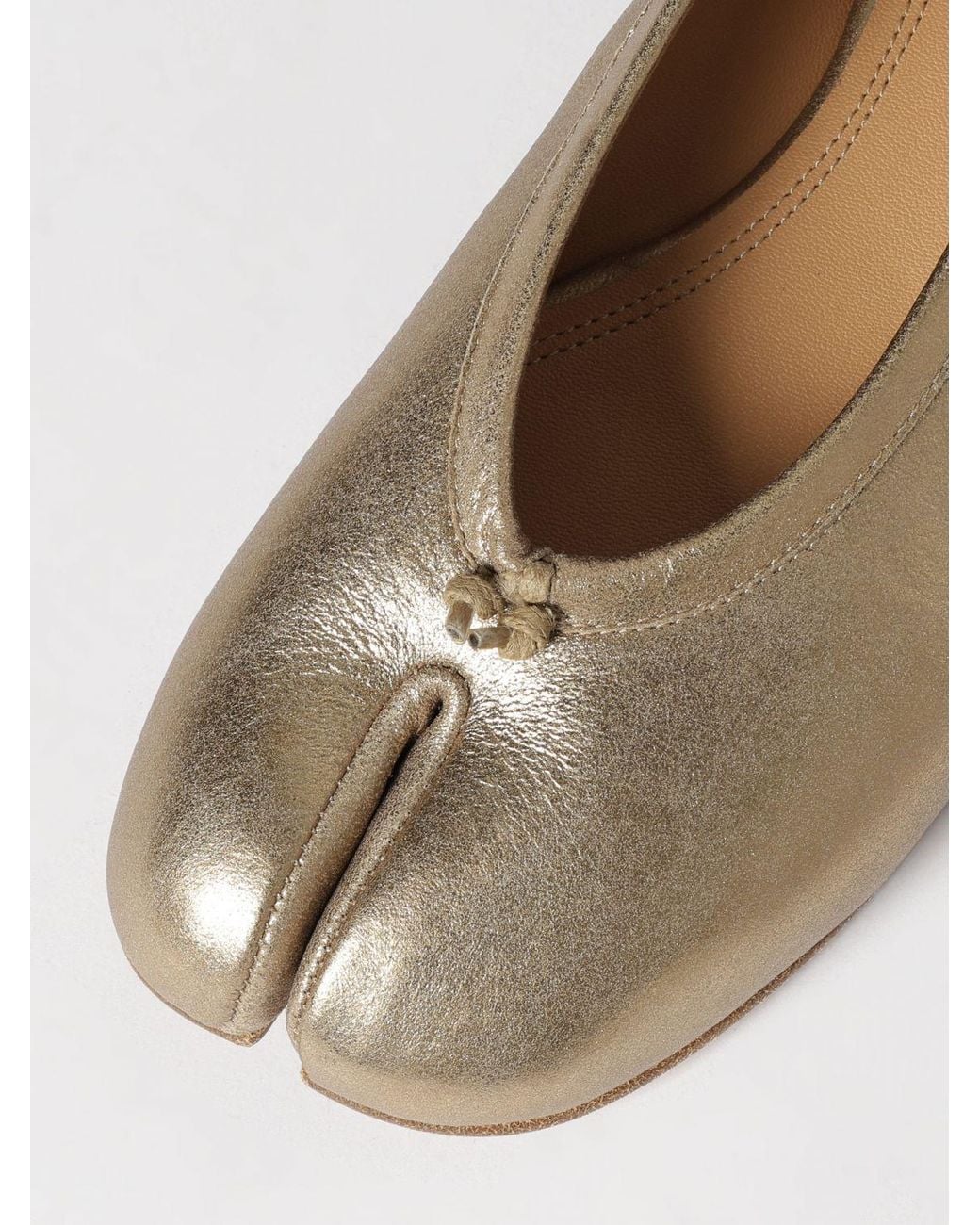 Maison Margiela Natural Laminated Leather Tabi Ballerina Shoes