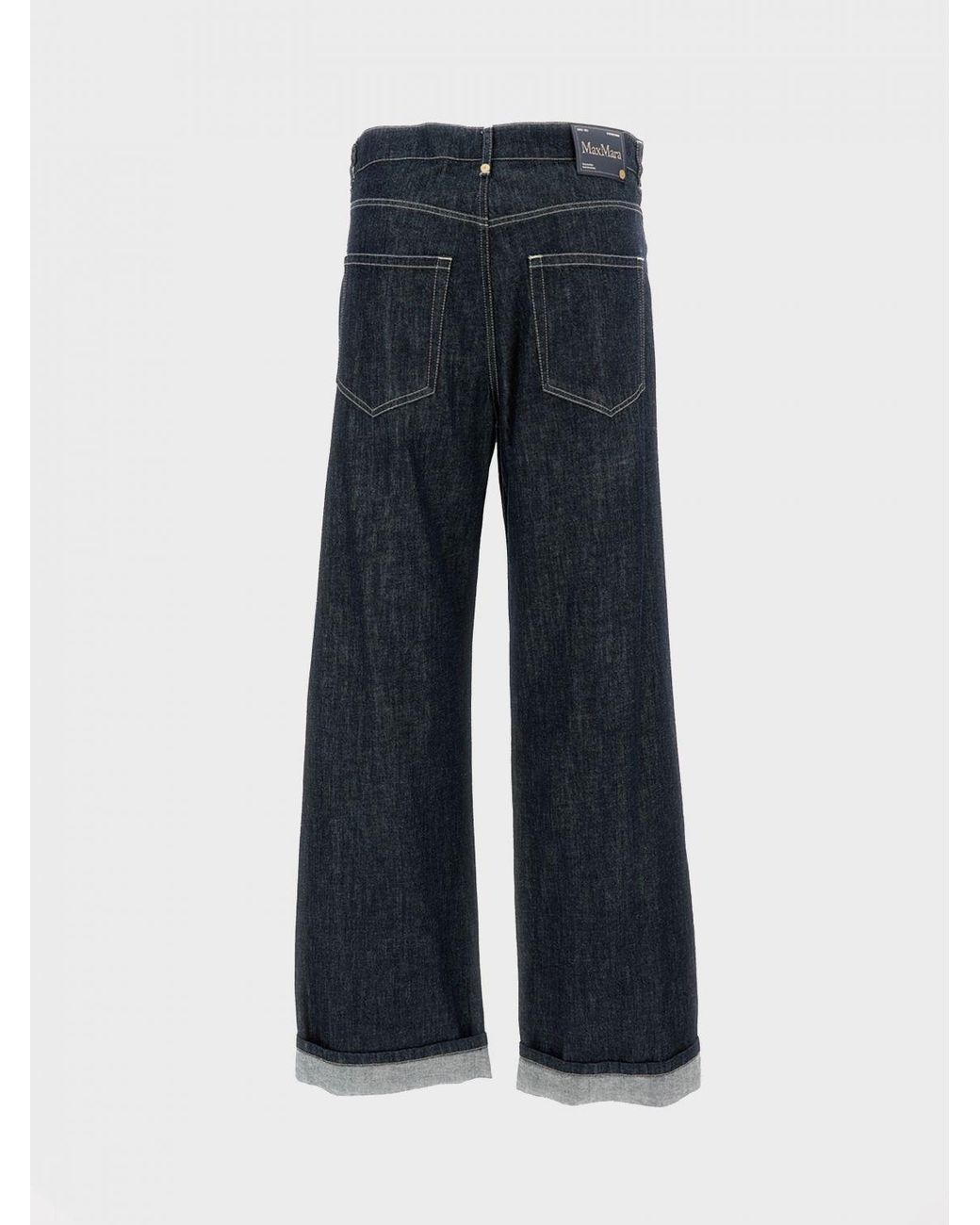 Jeans De Mezclilla De Pierna Ancha Max Mara de color Black