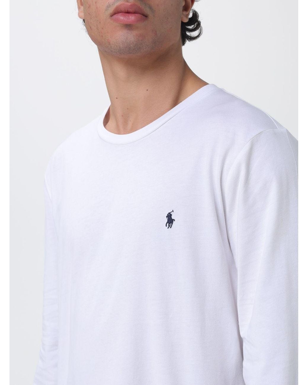 Polo Ralph Lauren White Long-Sleeved Cotton T-Shirt With Pony Logo Embroidery for men