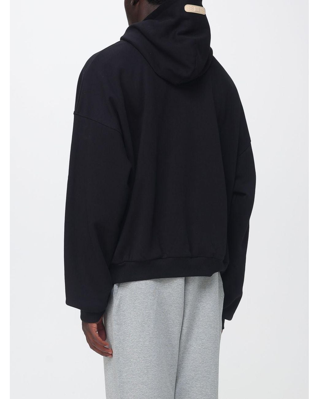 PDF Black Relaxed Fit Cotton Hoodie With Front Graphic Print for men