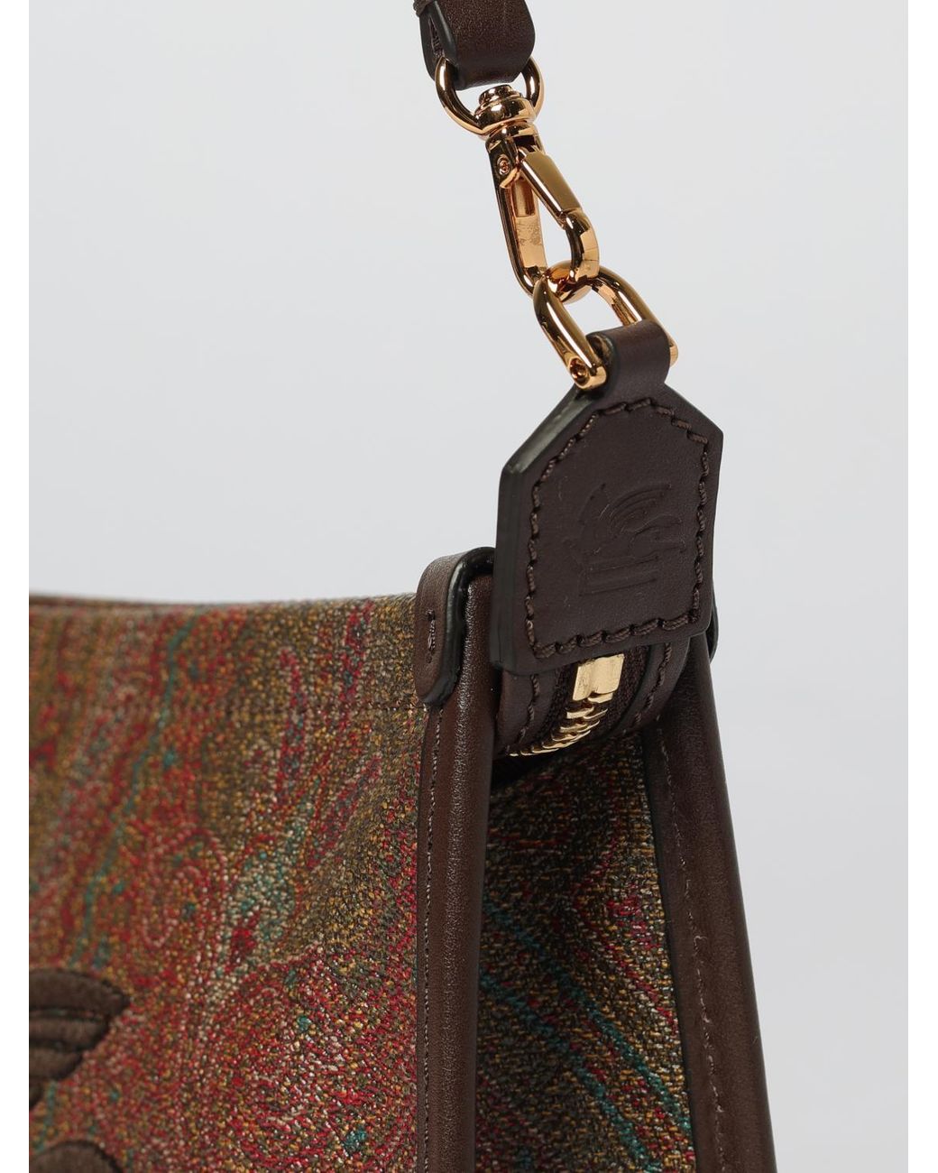 Etro Brown Arnica Pegaso Coated Cotton Paisley Jacquard Pouch