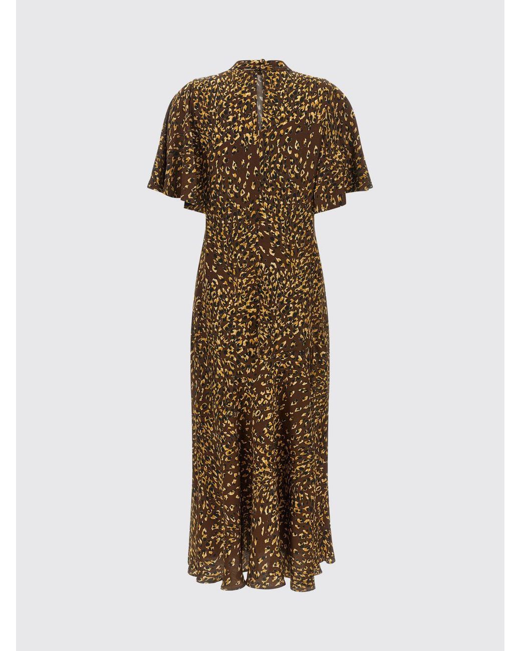 Twinset Brown Floral-Print Viscose Short-Sleeved Midi Dress