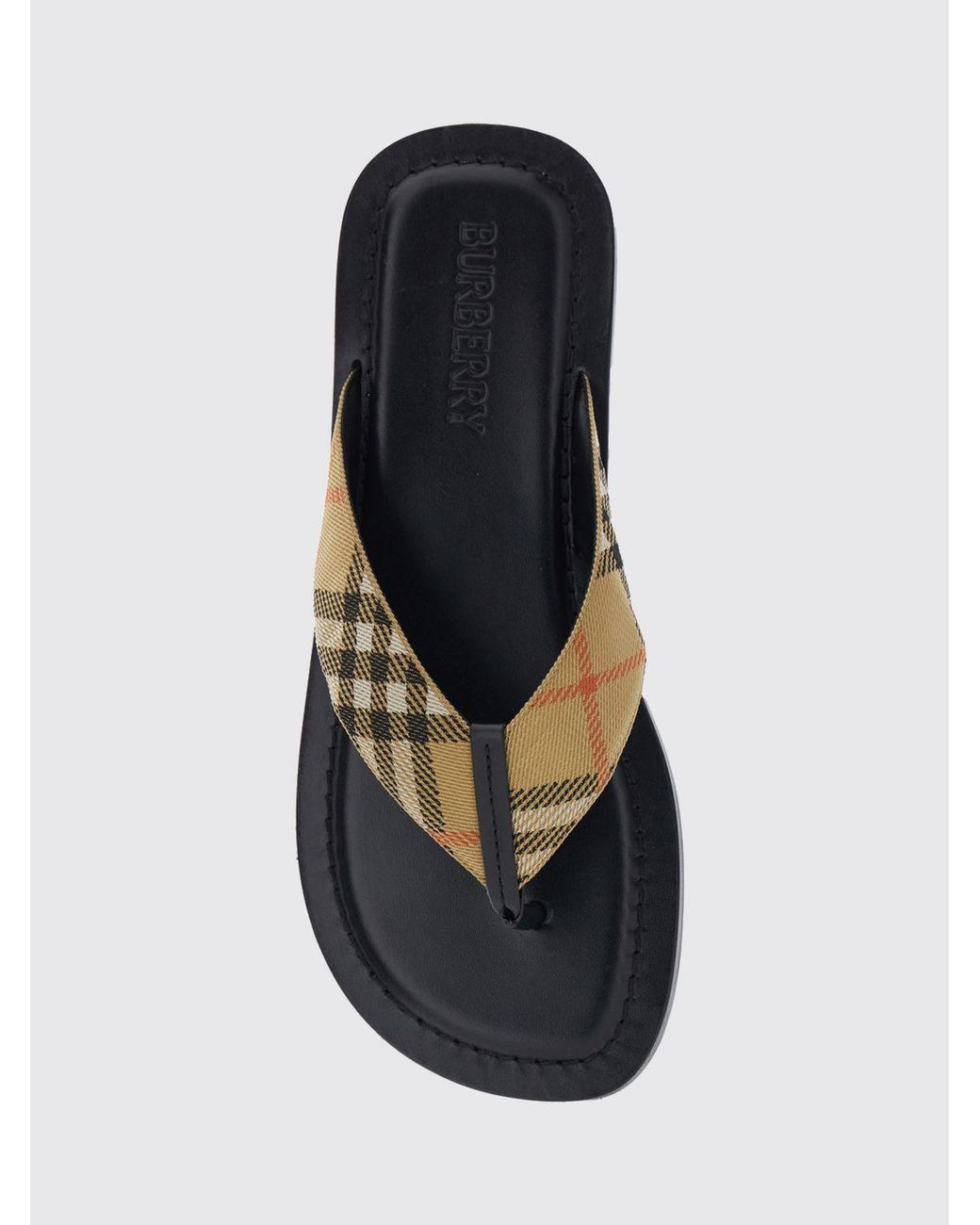 Burberry Natural Vintage Check Fabric Thong Sandals for men