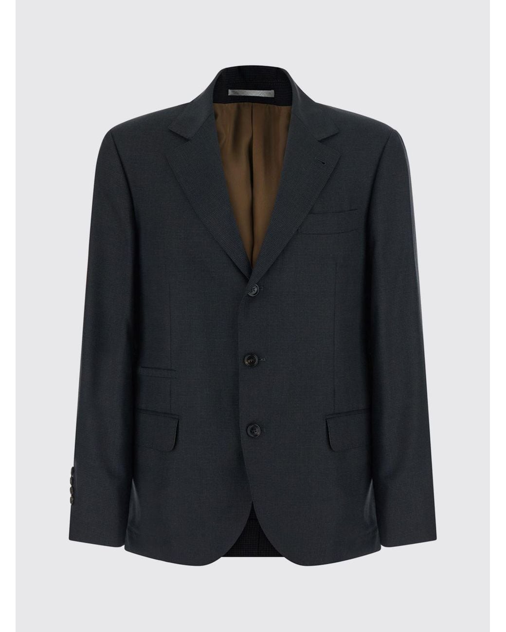 Brunello Cucinelli Blue Single-Breasted Pure Cashmere Blazer With Peak Lapels for men