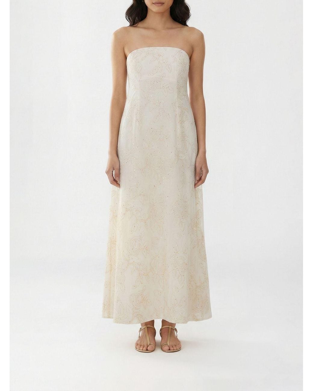 Liu Jo Natural Cotton Dress With Embroidery And Sequins