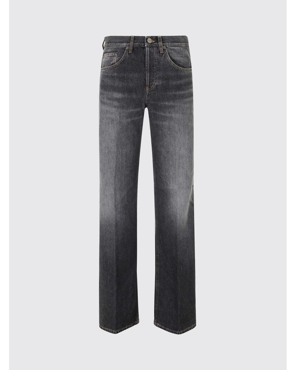 Dondup Black Jacklin High-Waisted Wide-Leg Cotton Denim Jeans