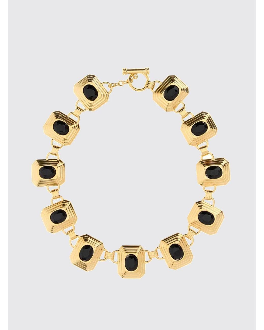 Alessandra Rich Metallic Crystal-Embellished Brass Choker Necklace