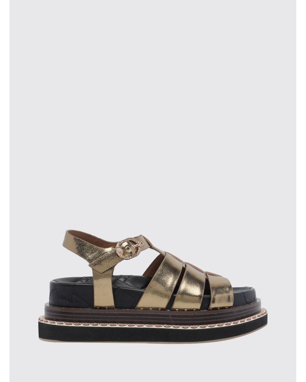 Kurt Geiger White Laminated Leather Wedge Sandals With Mid Heel