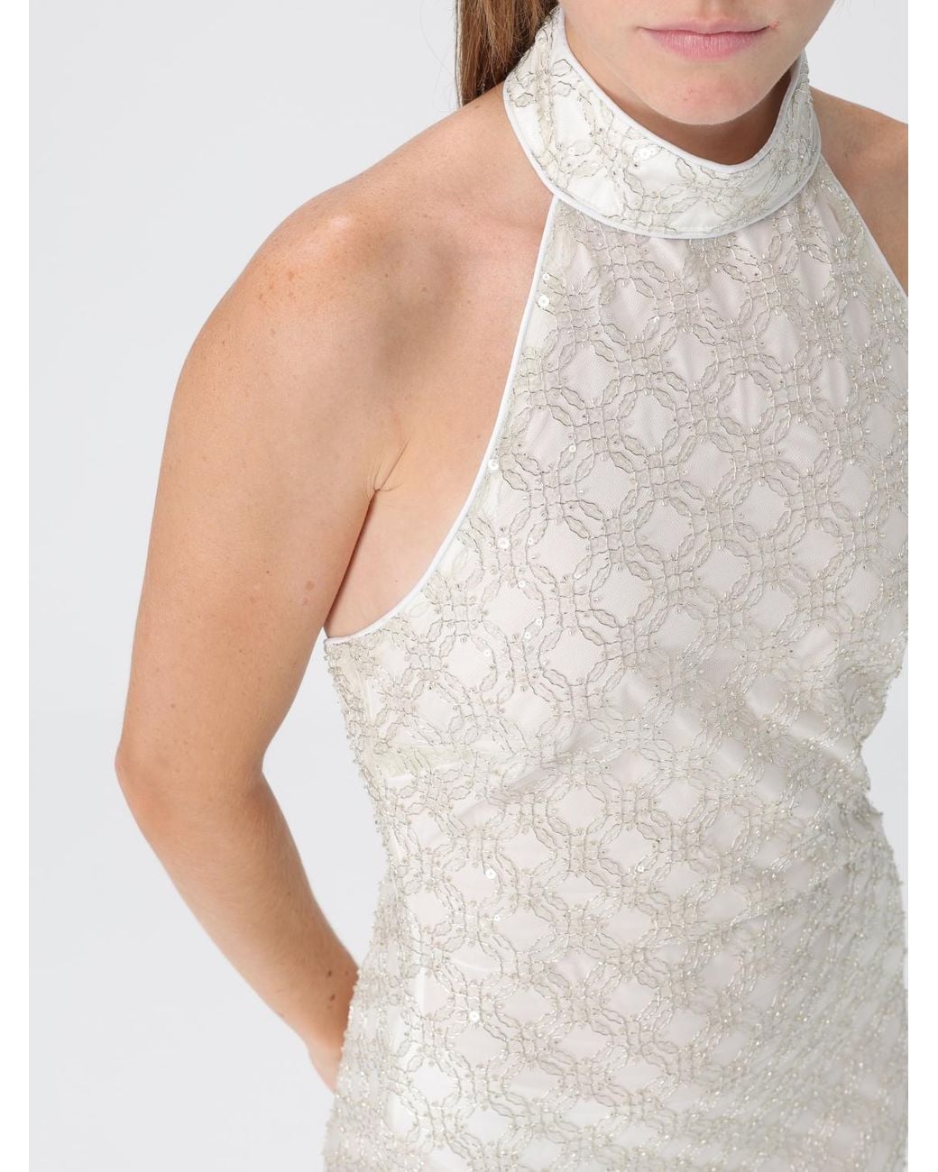 Vestido Corto Con Escote Halter ROTATE BIRGER CHRISTENSEN de color White
