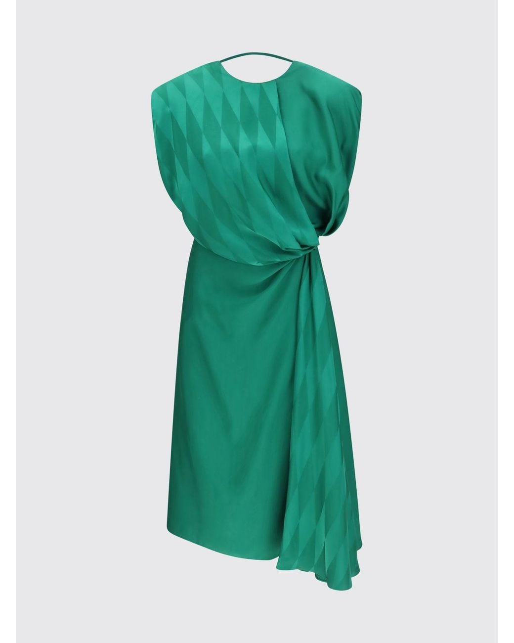 Versace Green Sleeveless Asymmetrical Midi Dress