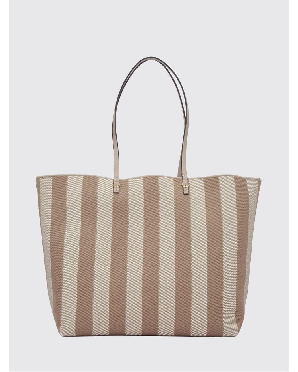 Fendi Natural Large Roll Jacquard Shopping Bag