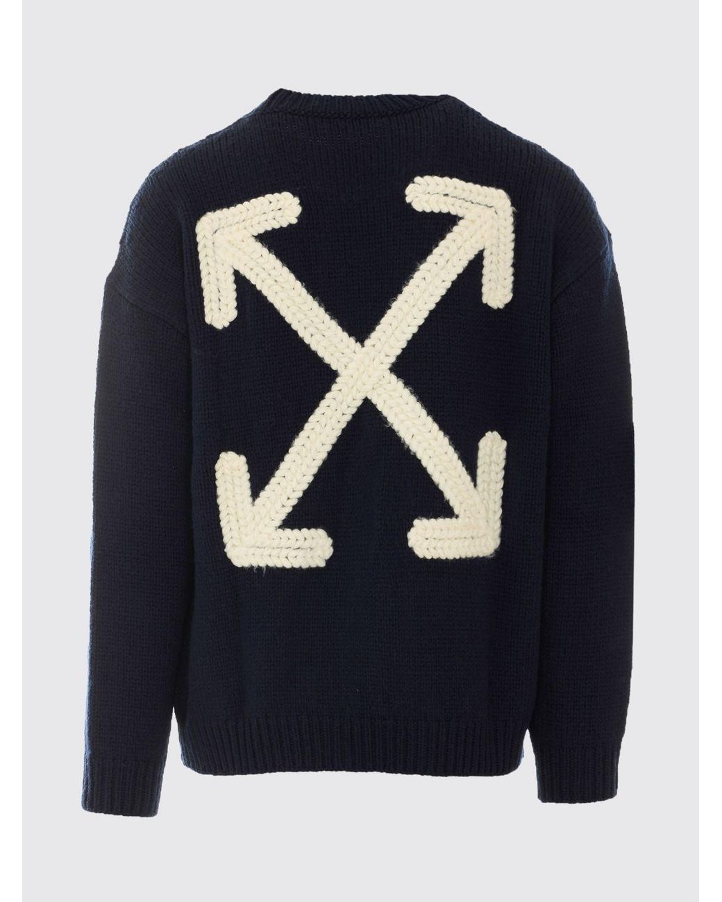 Off-White c/o Virgil Abloh Blue Wool Crewneck Jumper With Arrow Logo And Dropped Shoulders for men