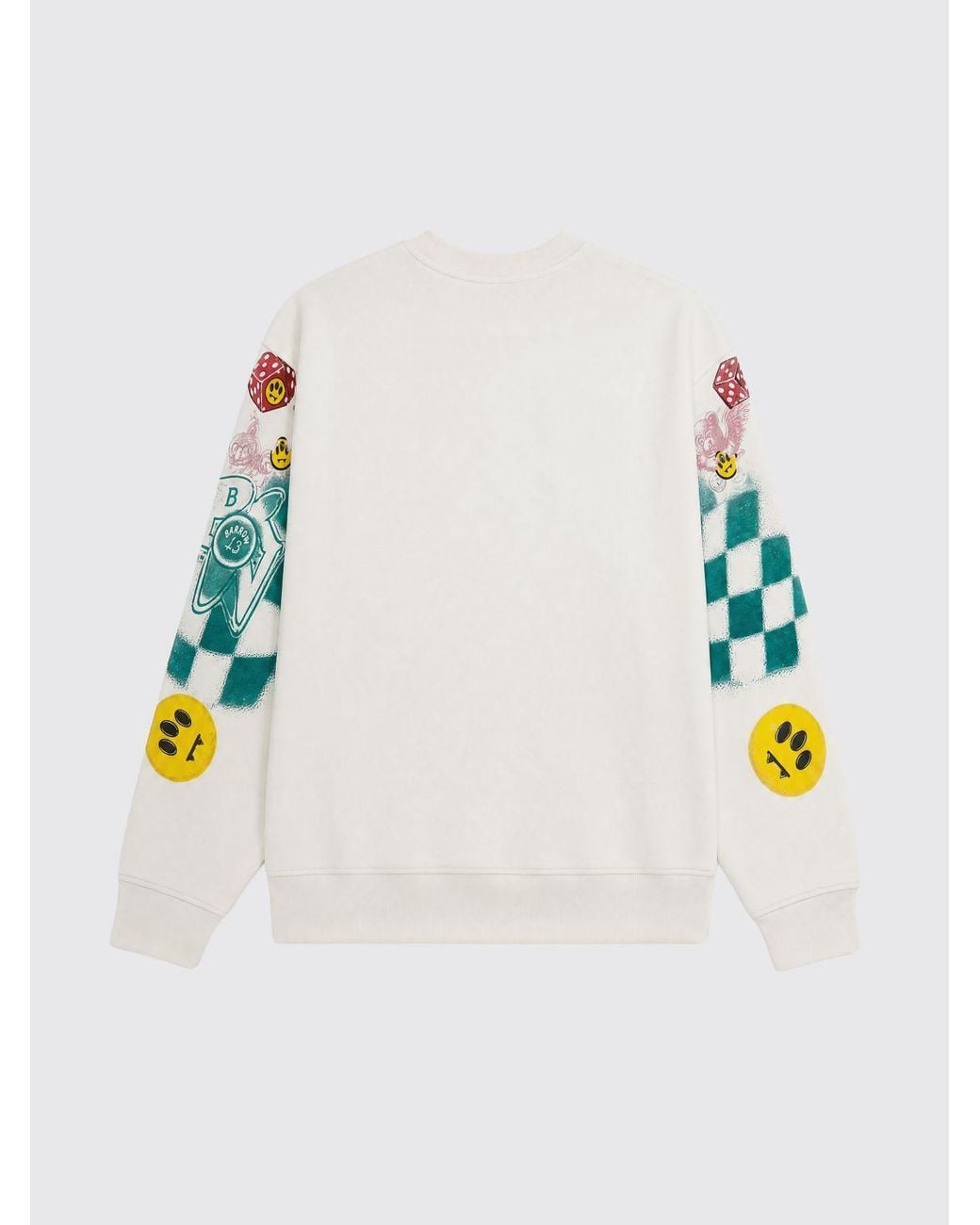 Barrow Gray Cotton Crewneck Sweatshirt With Contrasting Graphic Print for men