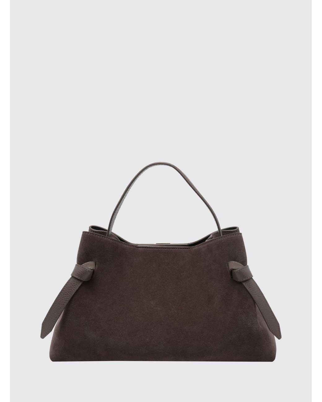 Yuzefi Brown Flared Suede Calfskin Leather Handbag