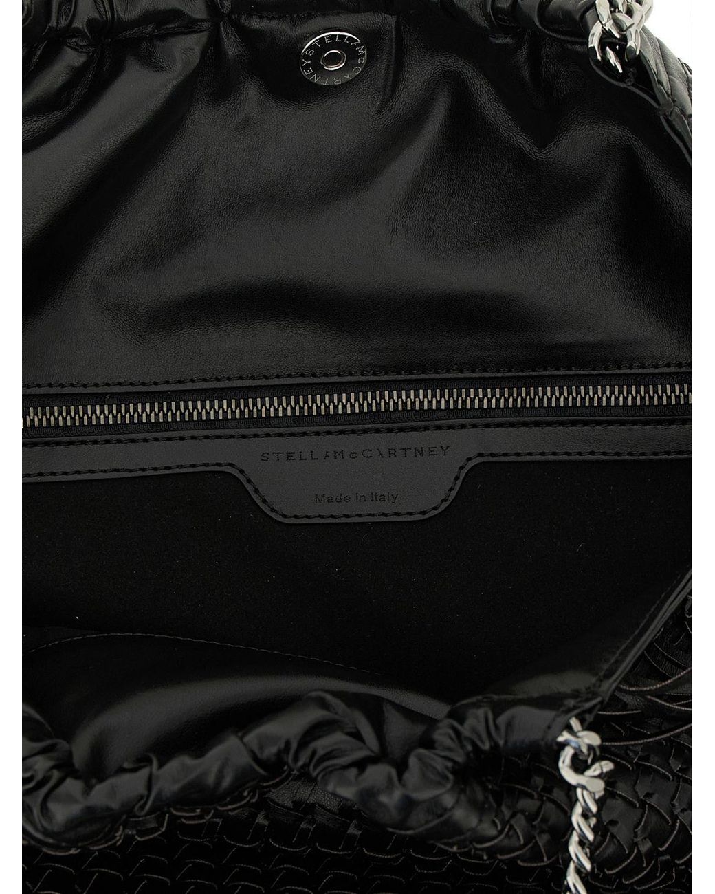 Stella McCartney Black Falabella Braided Faux Leather Bag With Fringes
