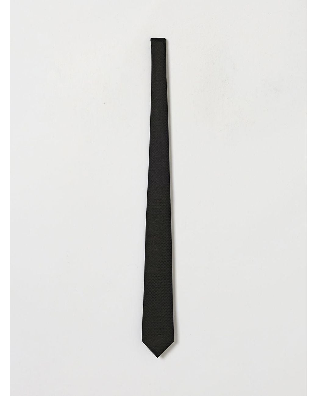 Emporio Armani White Pure Silk Tie With All-Over Logo Pattern for men